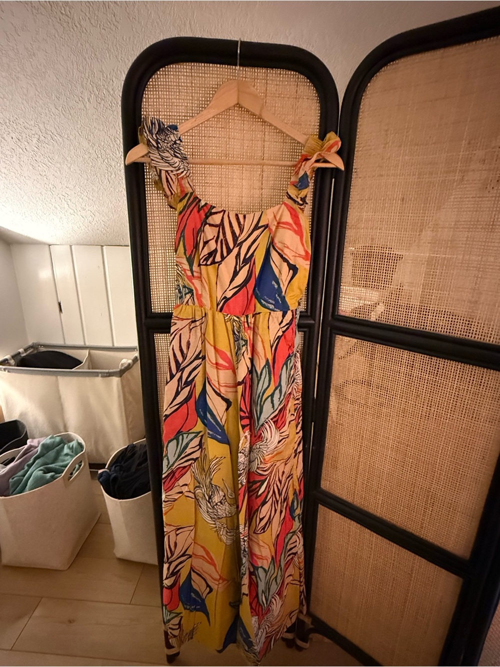Bel Kazan Women’s Sleeveless Organic Wide Leg Jumpsuit Tropical Yellow XSmall